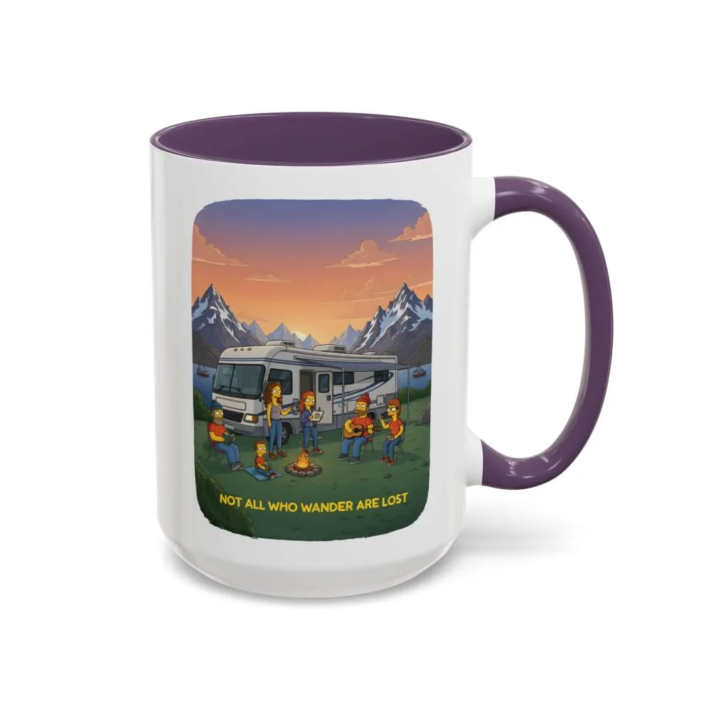 Accent Coffee Mug (11, 15oz) — "Not All Who Wander Are Lost" Design Sitcom-Line