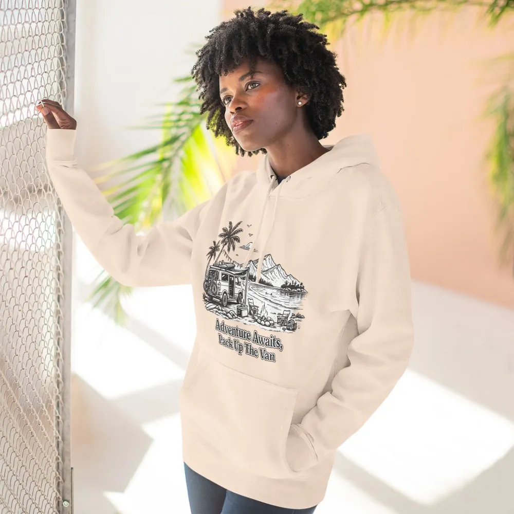 12850273582580501843_2048.jpeg Three-Panel Fleece Hoodie - "Adventure Awaits,Pack Up The Van" Design Minimal-Line