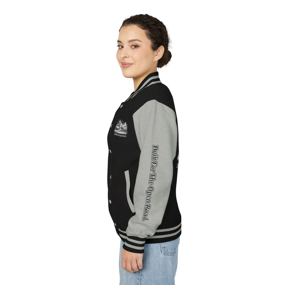 12861093413733187134_2048.jpeg Unisex Heavyweight Letterman Jacket — "Built For The Open Road" Travel Varsity Coat