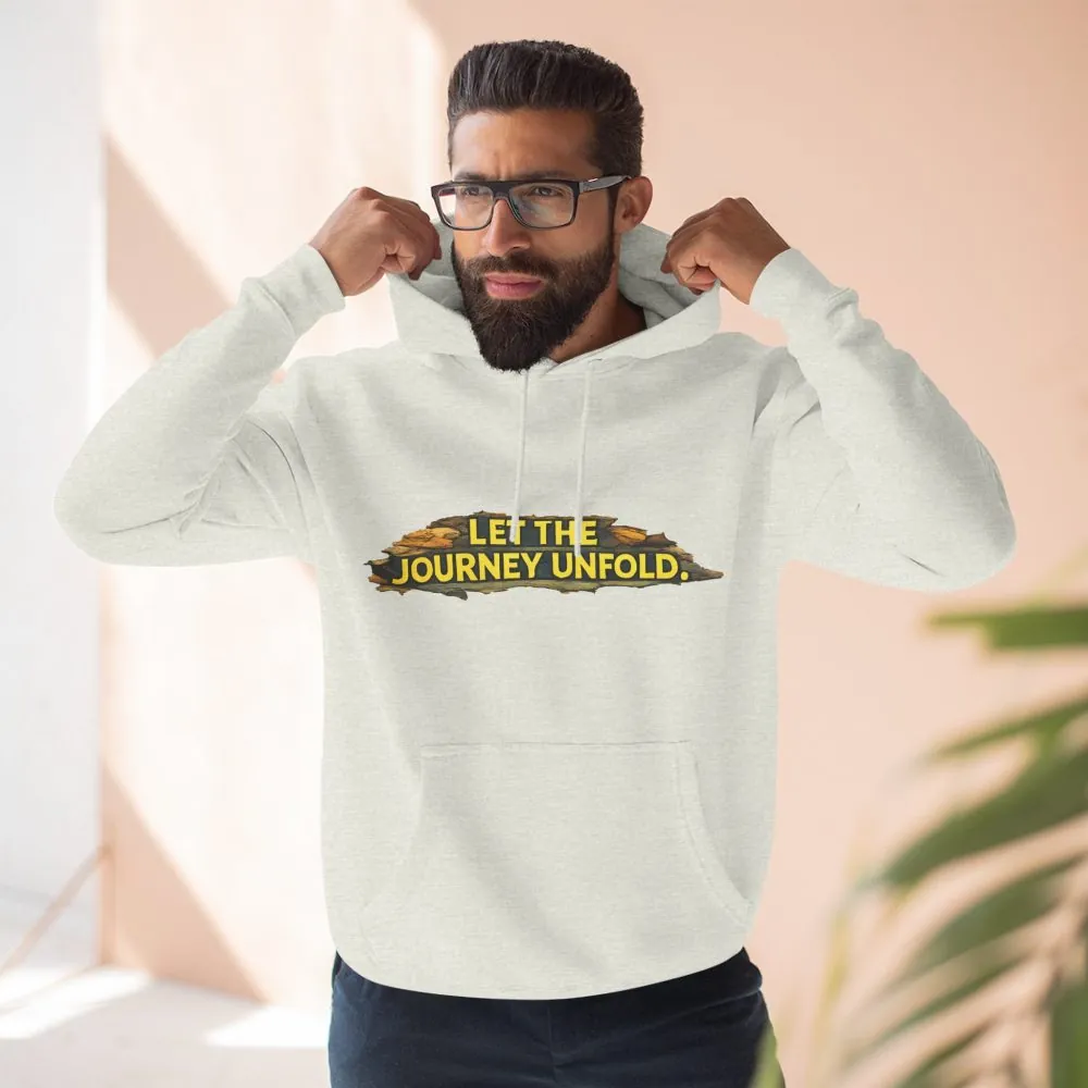 Three-Panel Fleece Hoodie - "Let The Journey Unfold" Design Cubic-Line