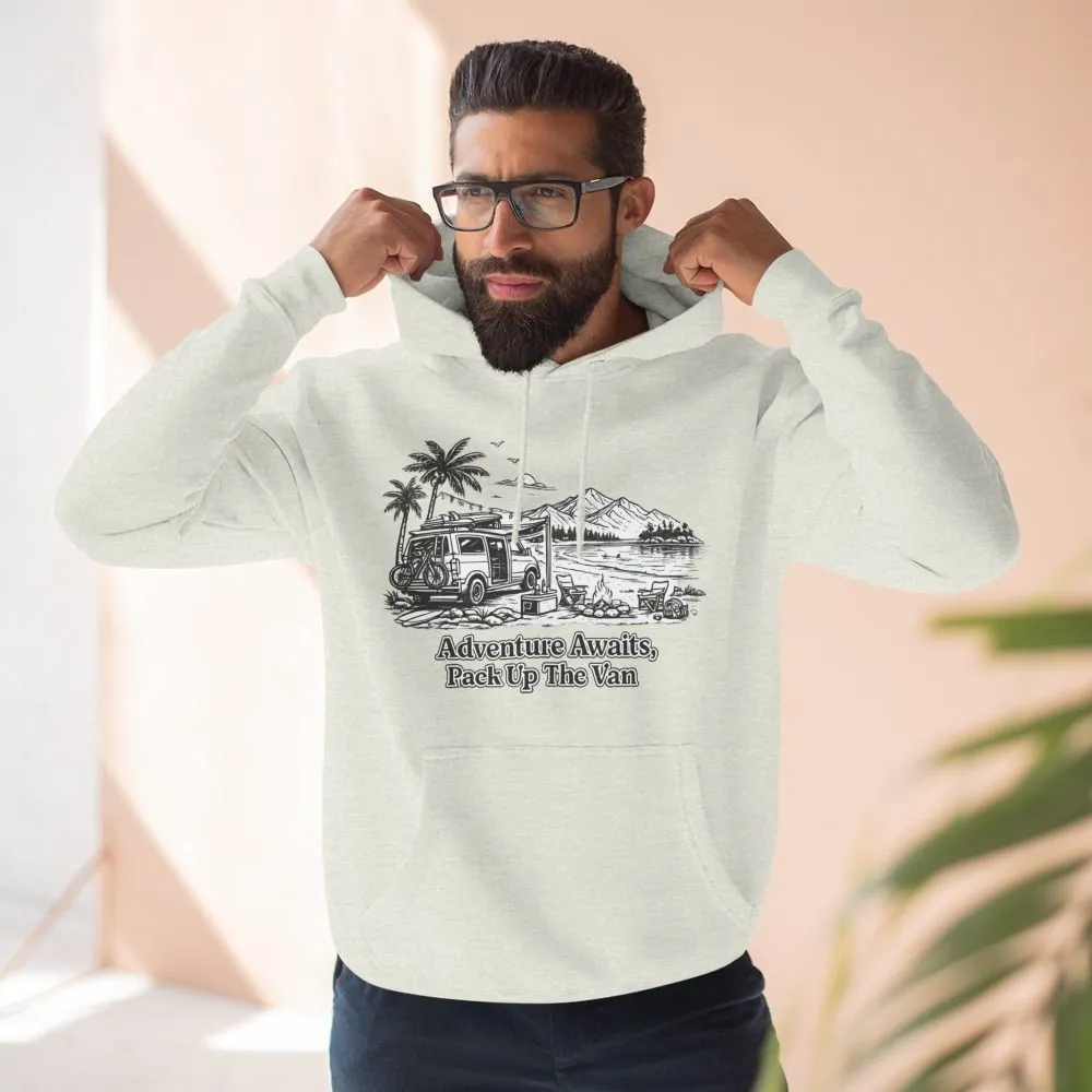 12867794644624108621_2048.jpeg Three-Panel Fleece Hoodie - "Adventure Awaits,Pack Up The Van" Design Minimal-Line