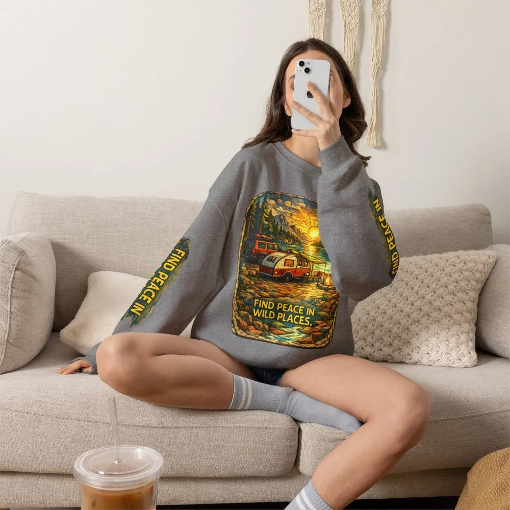 1287970923592253263_2048.jpeg Unisex Heavy Blend™ Crewneck Sweatshirt — "Find Peace In Wild Places" Design Cubic-Line