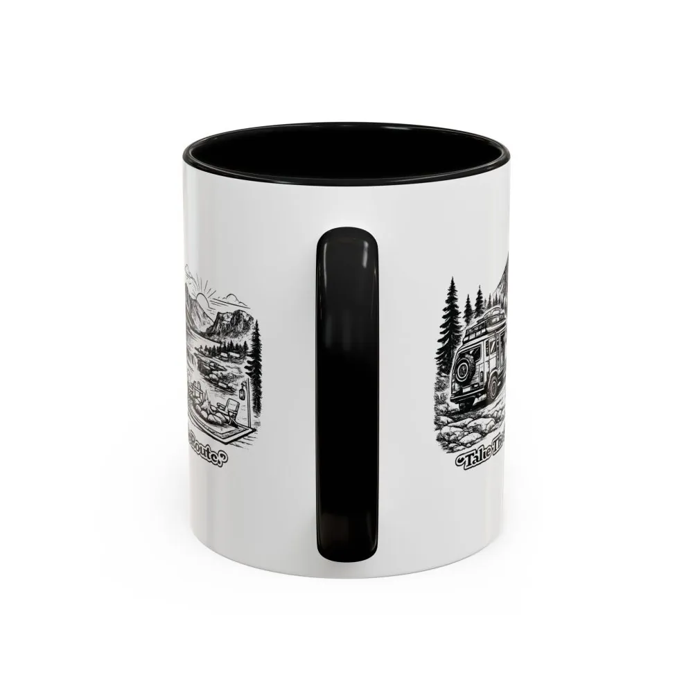 12891926921358850878_2048.jpeg Accent Coffee Mug (11, 15oz) — "Take The Scenic Route" Design Minimal-Line