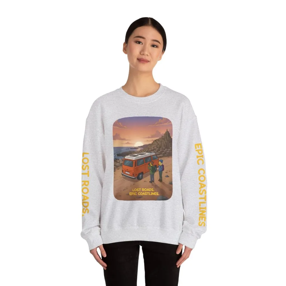 128963144233365752_2048.jpeg Unisex Heavy Blend™ Crewneck Sweatshirt — "Lost Roads Epic Coastlines" Design Sitcom-Line