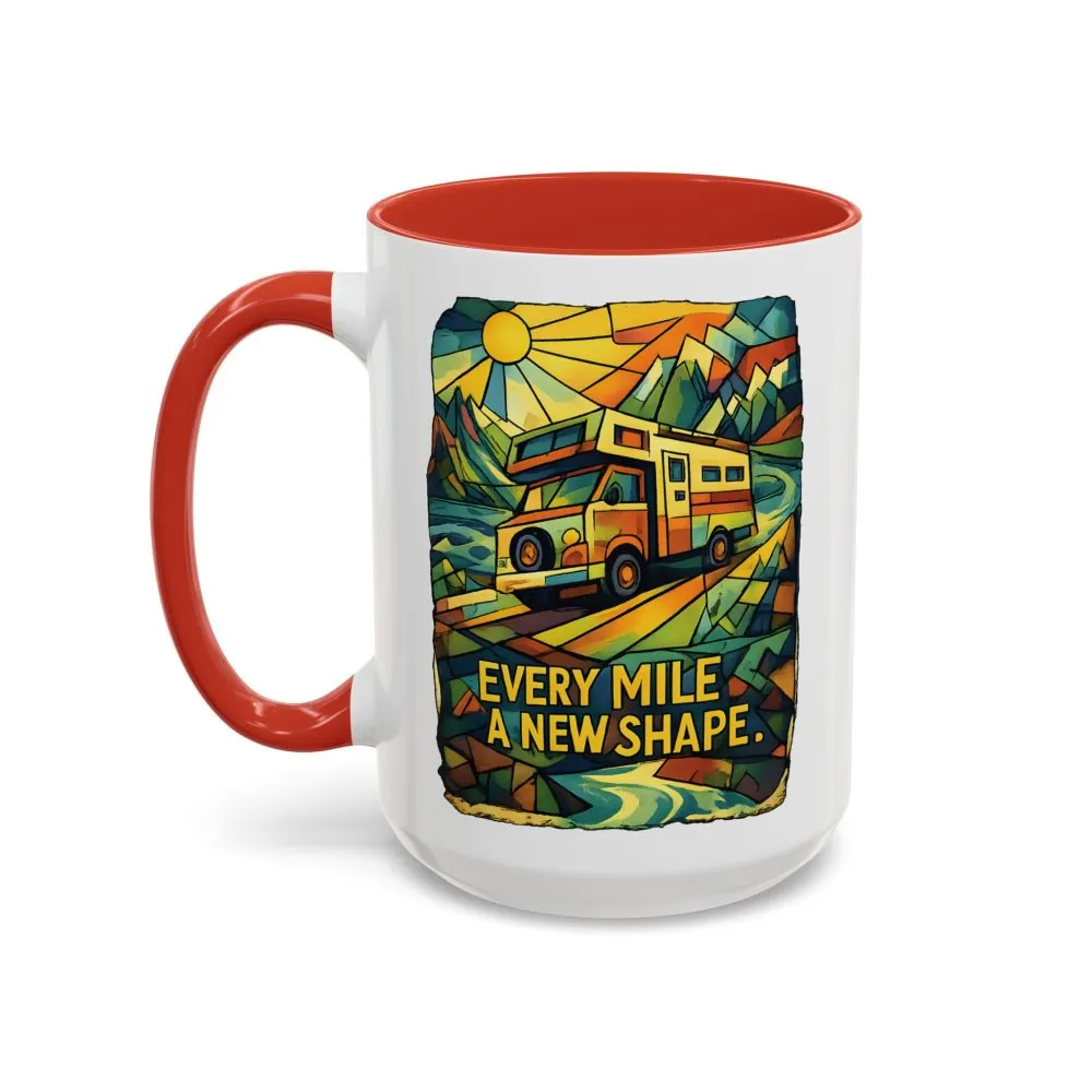 Accent Coffee Mug (11, 15oz) — "Every Mile A New Shape" Design Cubic-Line