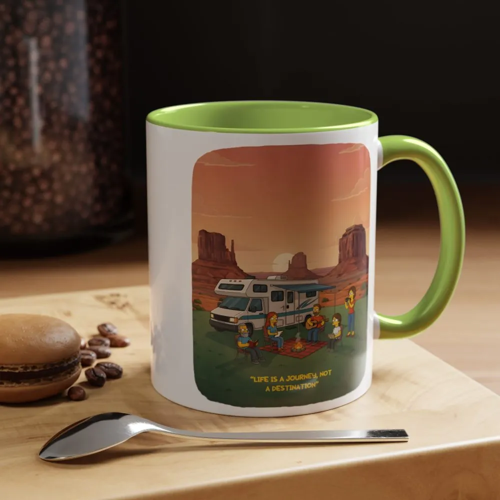 Accent Coffee Mug (11, 15oz) — "Life Is A Journey-Not A Destination" Design Sitcom-Line
