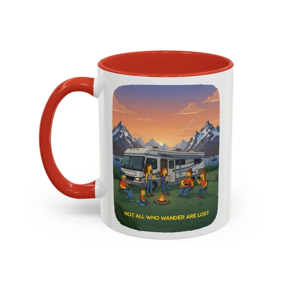 Accent Coffee Mug (11, 15oz) — "Not All Who Wander Are Lost" Design Sitcom-Line