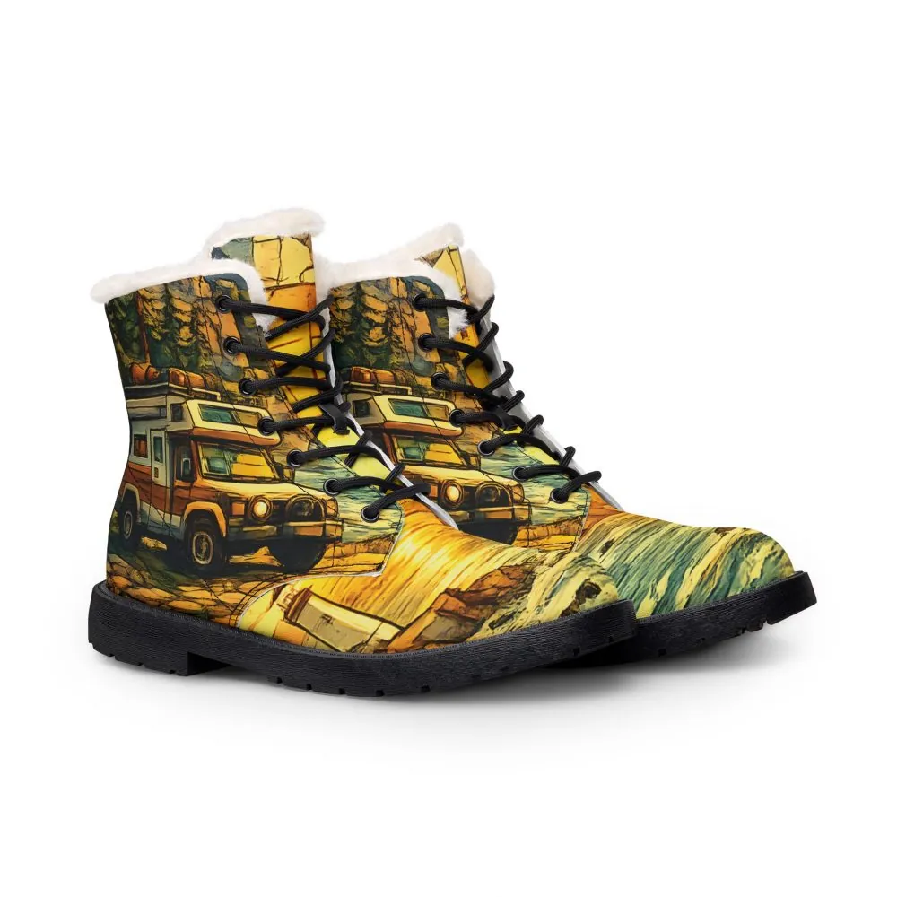 12921004783653476876_2048.jpeg Women's Fur and Leather Boots — Vintage camper Boots (Cubic-Line)