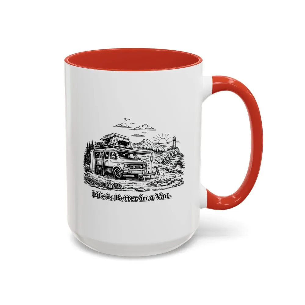 Accent Coffee Mug (11, 15oz) — "Life Is Better In A Van" Design Minimal-Line