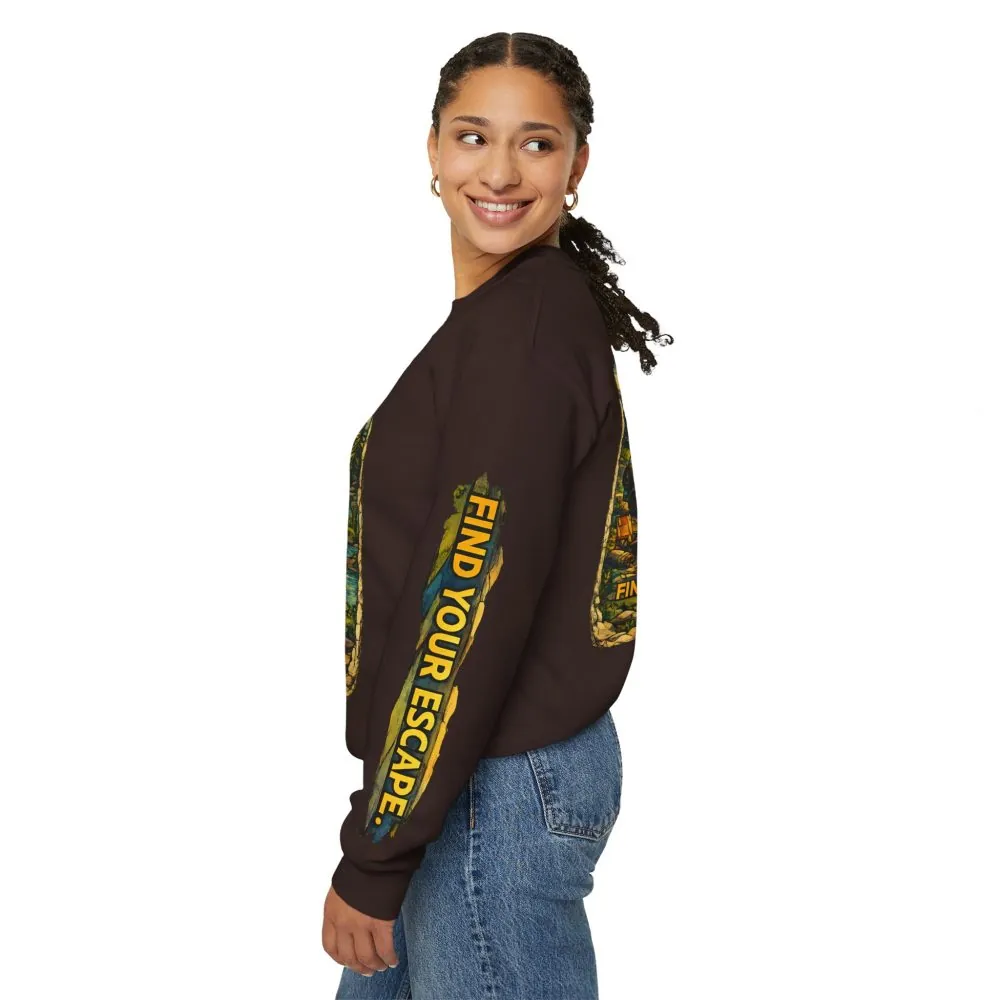 12939568105847387299_2048.jpeg Unisex Heavy Blend™ Crewneck Sweatshirt — "Find Your Escape" Design Cubic-Line