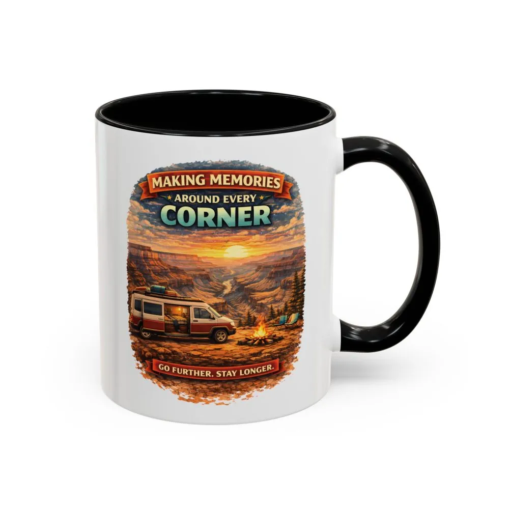 Accent Coffee Mug (11, 15oz) — "Making Memories Around Every Corner" Design Scenic-Line