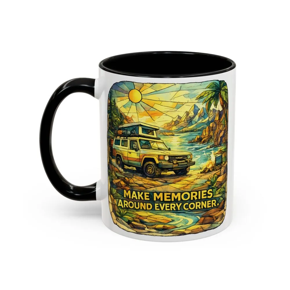 12943945587245570131_2048.jpeg Accent Coffee Mug (11, 15oz) — "Make Memories Around Every Corner" Design Cubic-Line