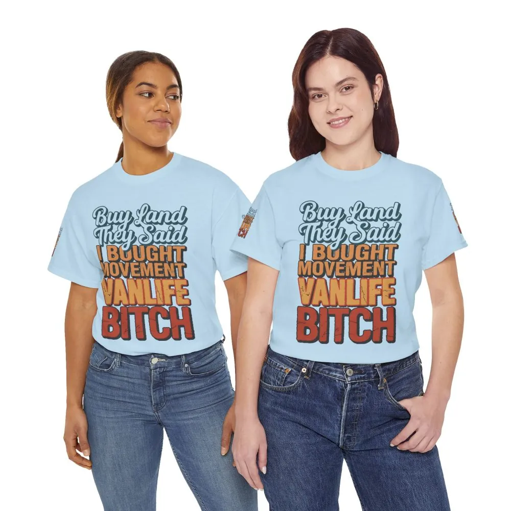 Unisex Heavy Cotton Tee — "Buy Land They Said" Design F**K-Line