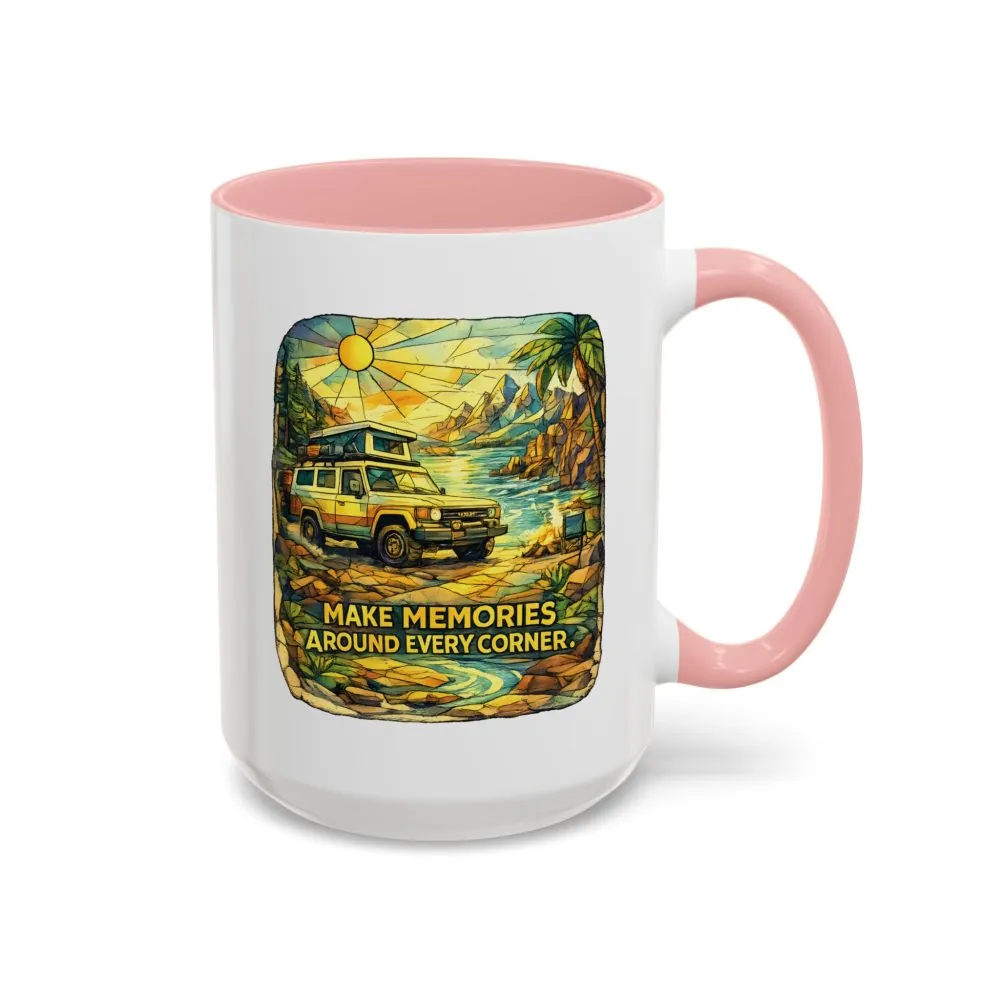 12967913935287386428_2048.jpeg Accent Coffee Mug (11, 15oz) — "Make Memories Around Every Corner" Design Cubic-Line