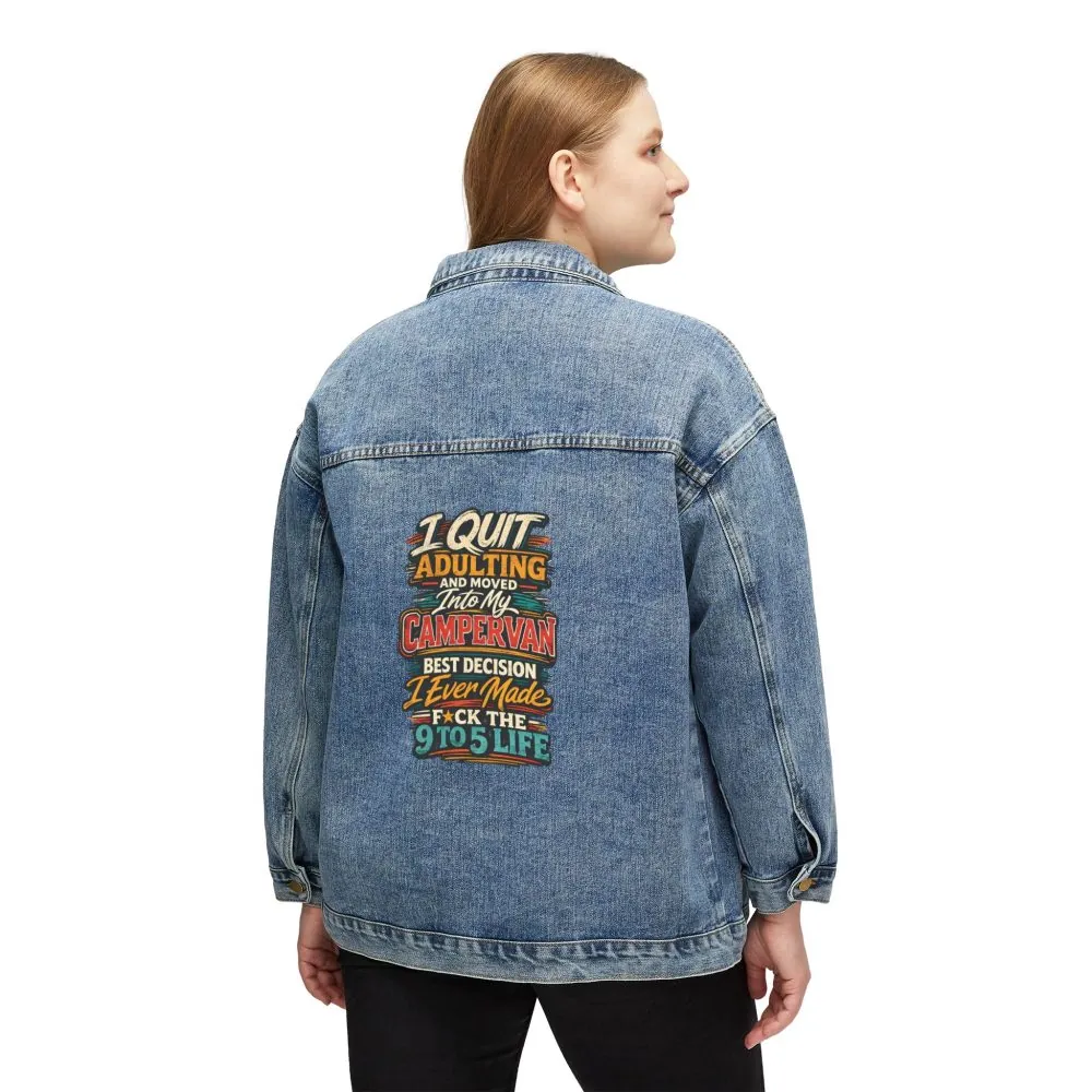 1297062147057555342_2048.jpeg Women's Denim Jacket — "I Quit Adulting" Design F**K-Line