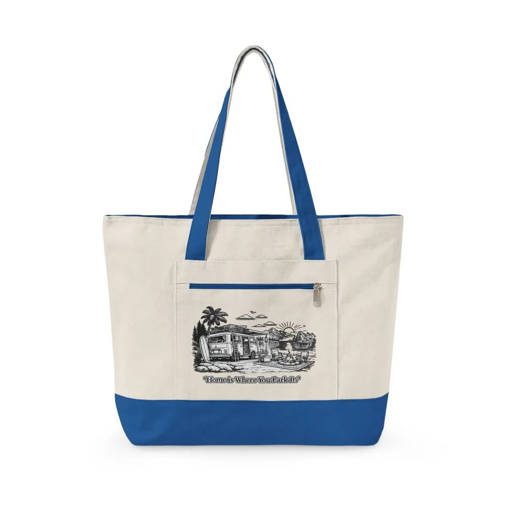 12979202927664879502_2048.jpeg Zippered Canvas Tote — "Adventure Is Where You park It" (Design Minimal-Line)