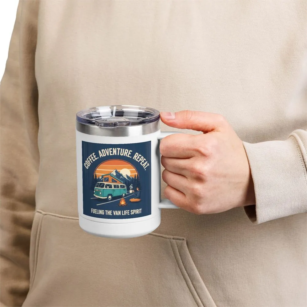 Coffee Mug Tumbler, 15oz — “Coffee. Adventure. Repeat.”