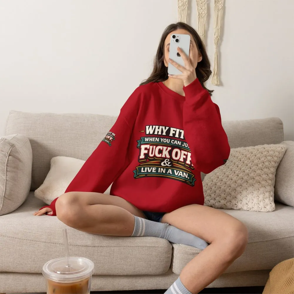 Unisex Heavy Blend™ Crewneck Sweatshirt — "Why Fit In" Design F**K-Line