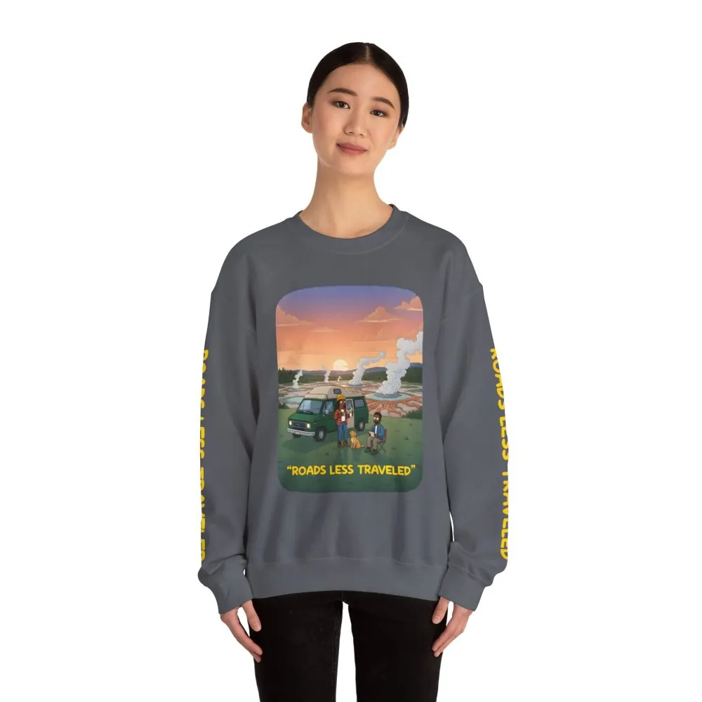 12989716719043993273_2048.jpeg Unisex Heavy Blend™ Crewneck Sweatshirt — "Roads Less Traveled" Design Sitcom-Line