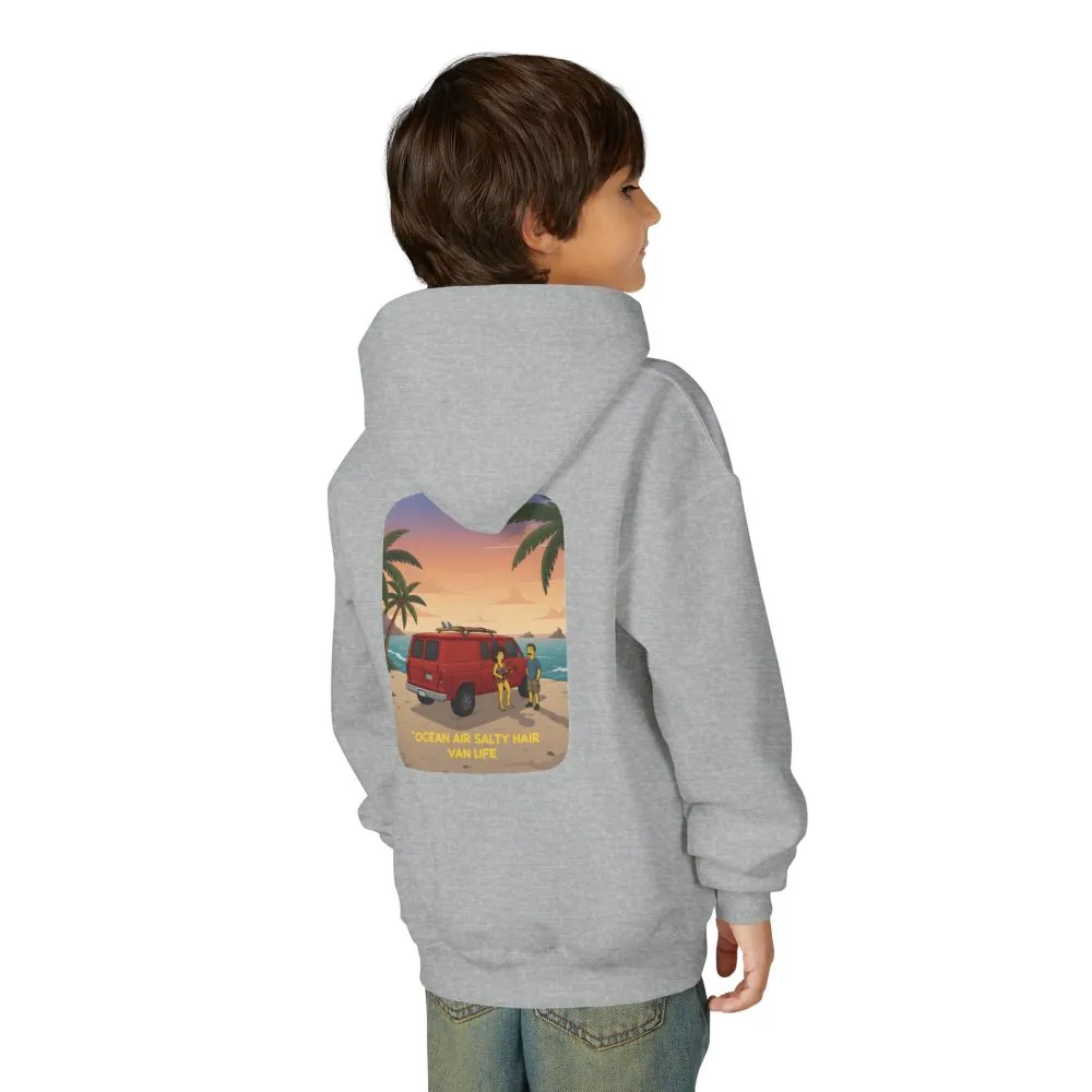 12992369885407682764_2048.jpeg Youth Hoodie(Gildan) – "Ocean Air Salty Hair Van Life" (Design Sitcom-Line)