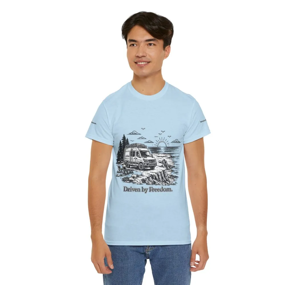 12995288156861690518_2048.jpeg Unisex Heavy Cotton Tee — ""Driven By Freedom" Design Minimal-Line