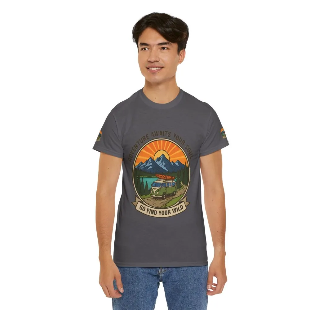 13000633431791822727_2048.jpeg Unisex Heavy Cotton Tee — “Adventure Awaits Your Soul: Go Find Your Wild” Van & Mountain Graphic