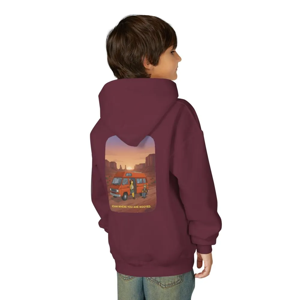 Youth Hoodie(Gildan) – "Roam Where You Are Rooted" (Design Sitcom-Line)