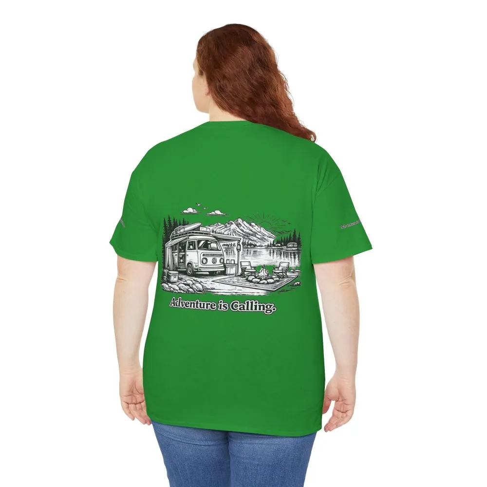 130078005704481038_2048.jpeg Unisex Heavy Cotton Tee — "Adventure Is Calling" Design Minimal-Line