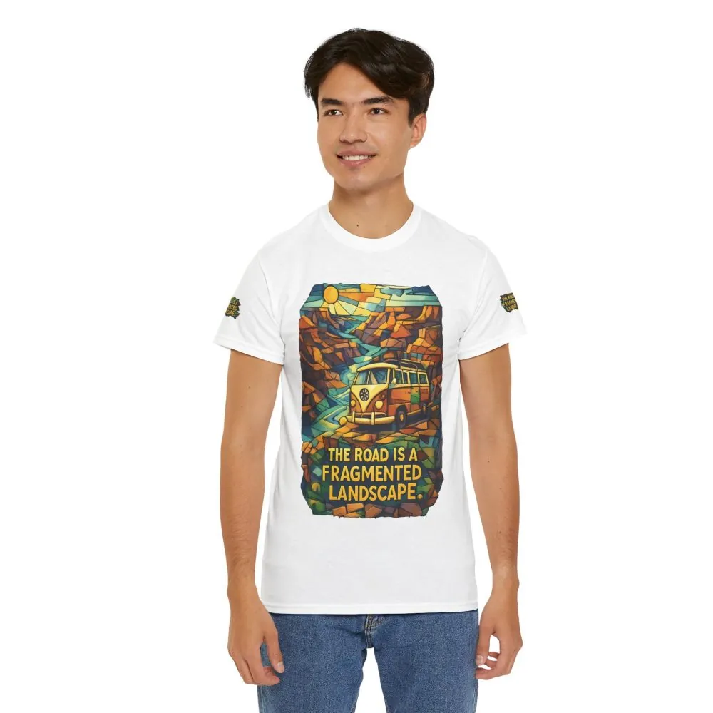 13014311973164190695_2048.jpeg Unisex Heavy Cotton Tee — "The Road Is A Fragmented Landscape" Design Cubic-Line