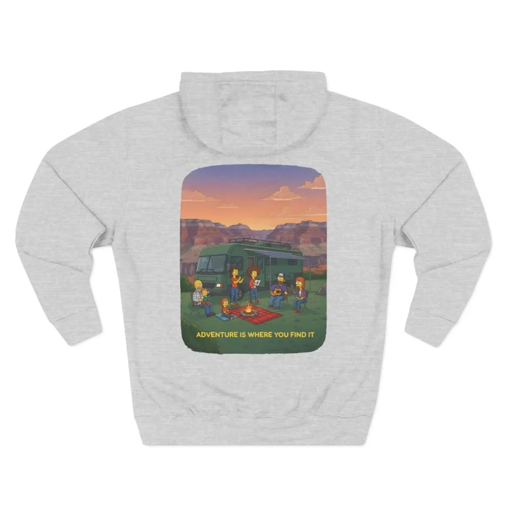 13018975044836831626_2048.jpeg Three-Panel Fleece Hoodie - "Adventure Is Where You Find It" Design Sitcom-Line