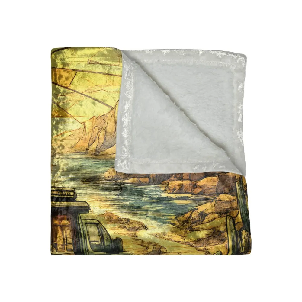 13019342420314892465_2048.jpeg Crushed Velvet Blanket —"Choose The Road Less Traveled" Design Cubic-Line (Campervan)