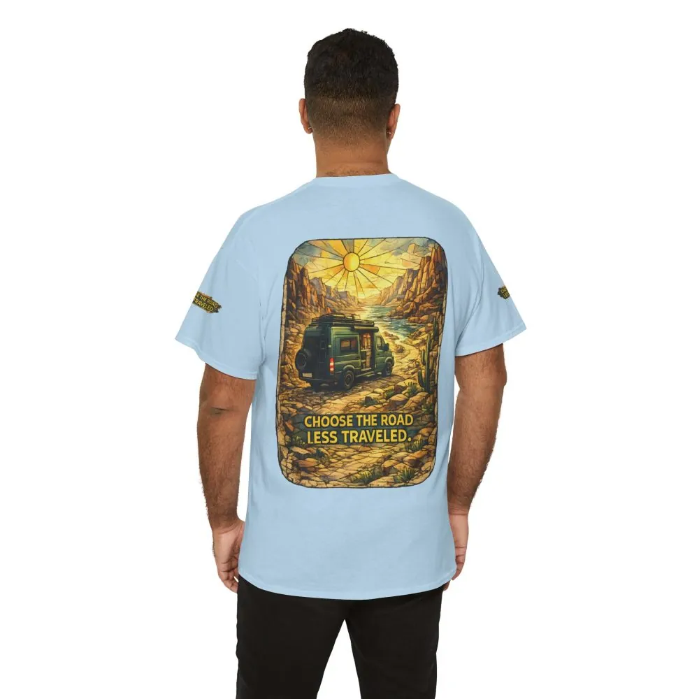 1302256457506383659_2048.jpeg Unisex Heavy Cotton Tee — "Choose The Road Less Traveled" Design Cubic-Line
