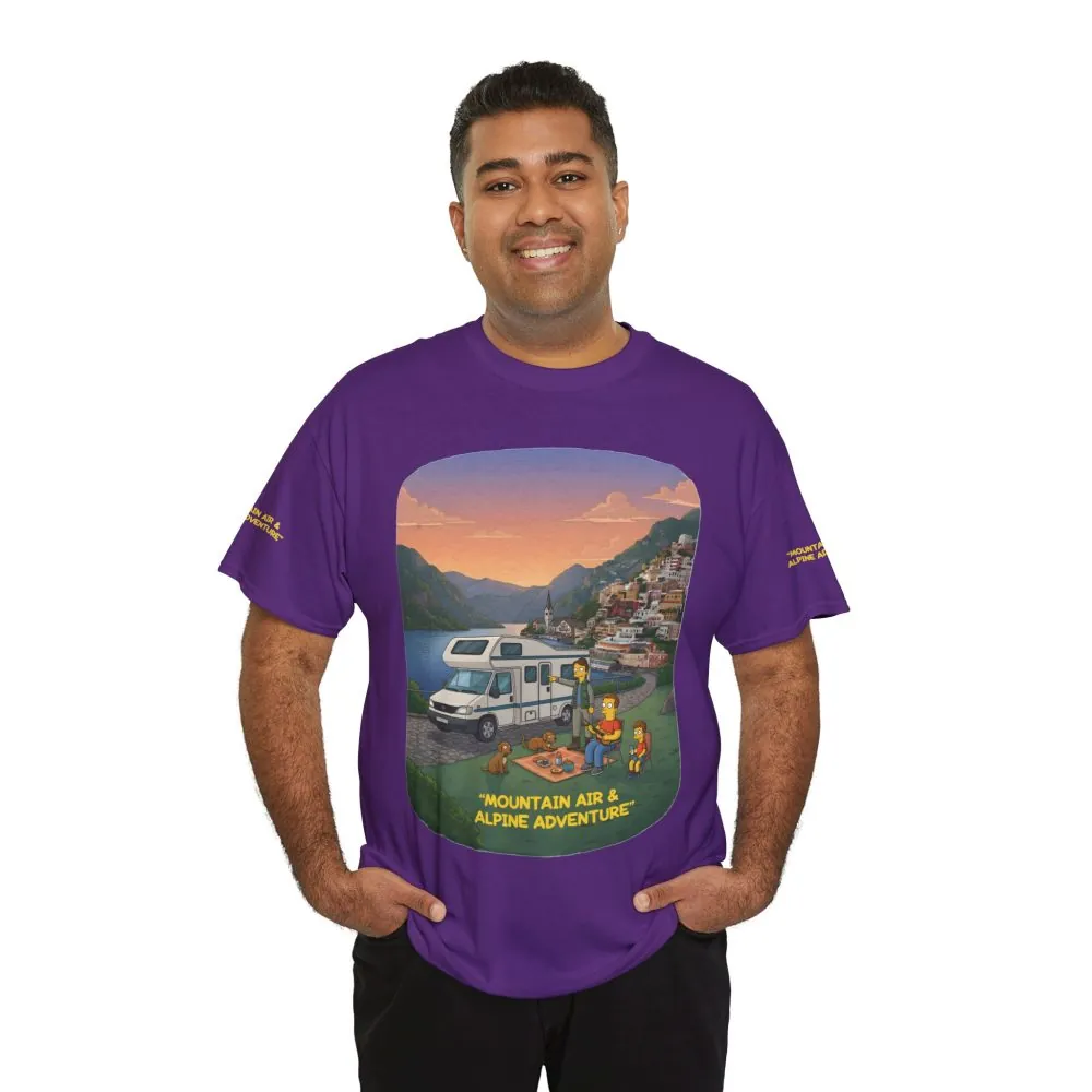 Unisex Heavy Cotton Tee — "Mountain Air-Alpine Adventure" Design Sitcom-Line