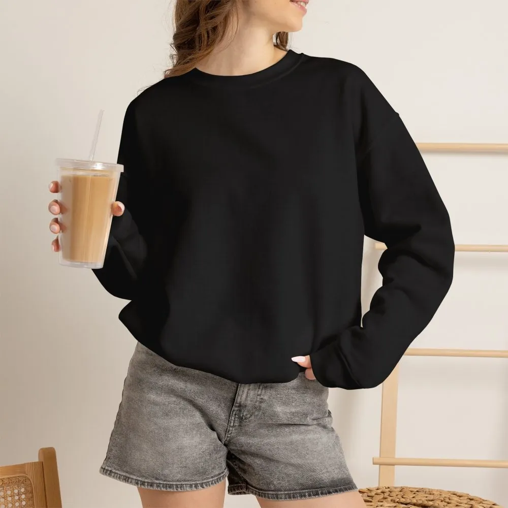 Crewneck Sweatshirt — "ROAD WHERE MADE FOR JOURNEYS-NOT DESTINATIONS" (Only Back printed) Vintage Camper Van Outdoor Graphic