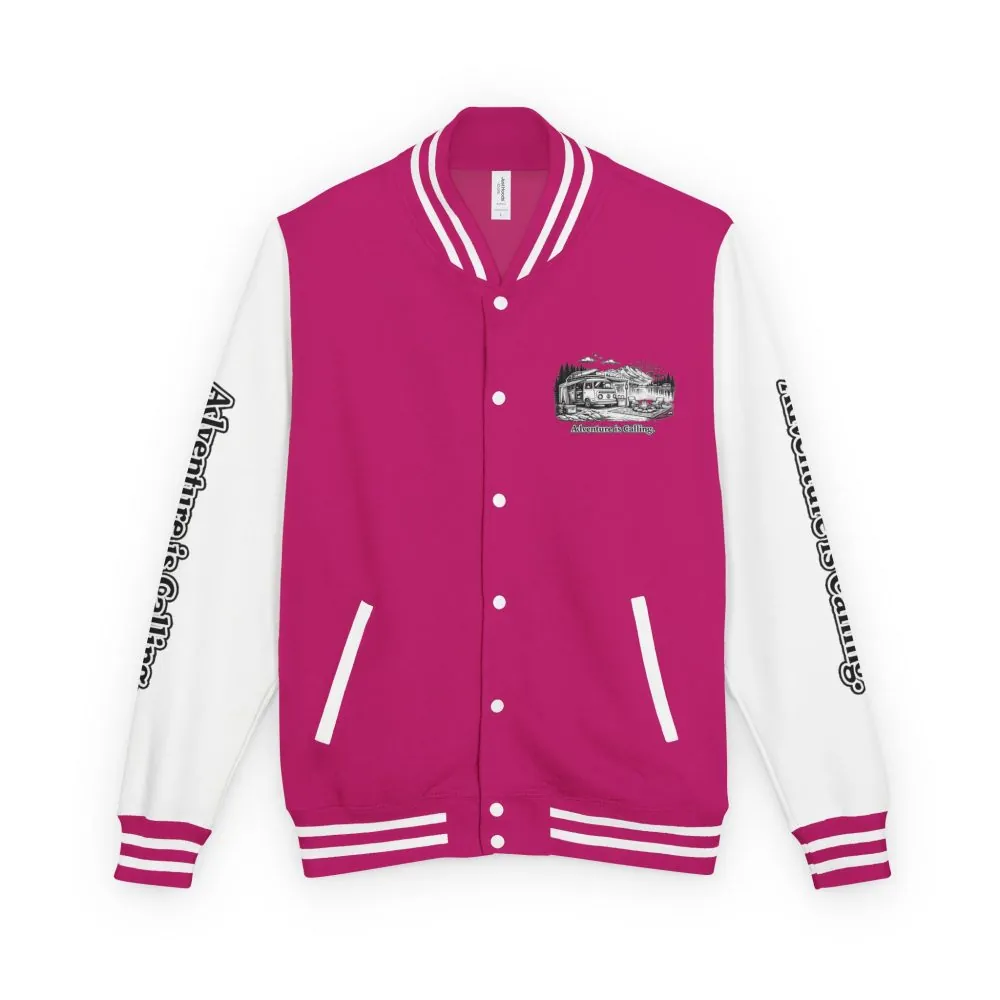 13057800114330991339_2048.jpeg Unisex Heavyweight Letterman Jacket — "Adventure Is Calling" Travel Varsity Coat