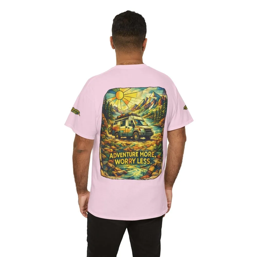 13059271371487779114_2048.jpeg Unisex Heavy Cotton Tee — "Adventure More Worry Less" Design Cubic-Line