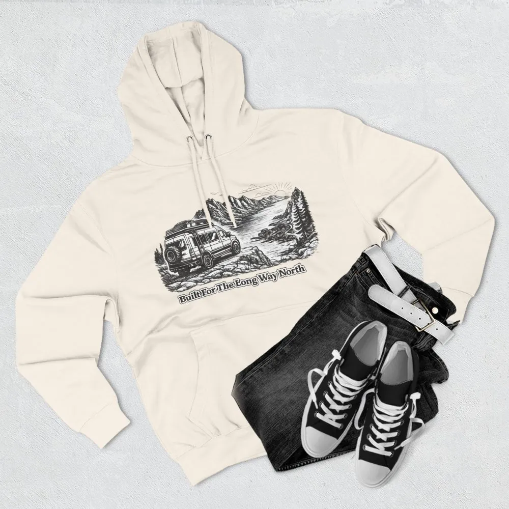 13060249086600956584_2048.jpeg Three-Panel Fleece Hoodie - "Built For The Long Way North" Design Minimal-Line