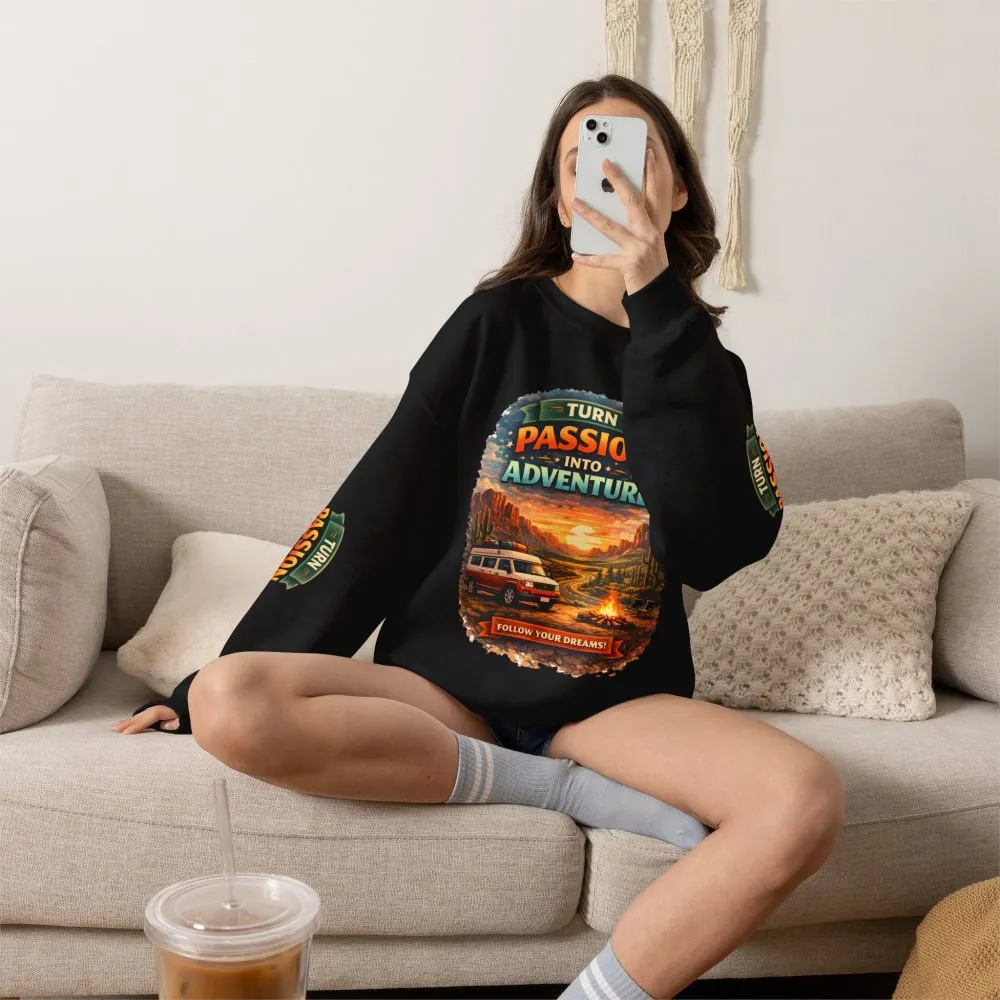 Unisex Heavy Blend™ Crewneck Sweatshirt — "Turn Passion Into Adventure" Design Scenic-Line