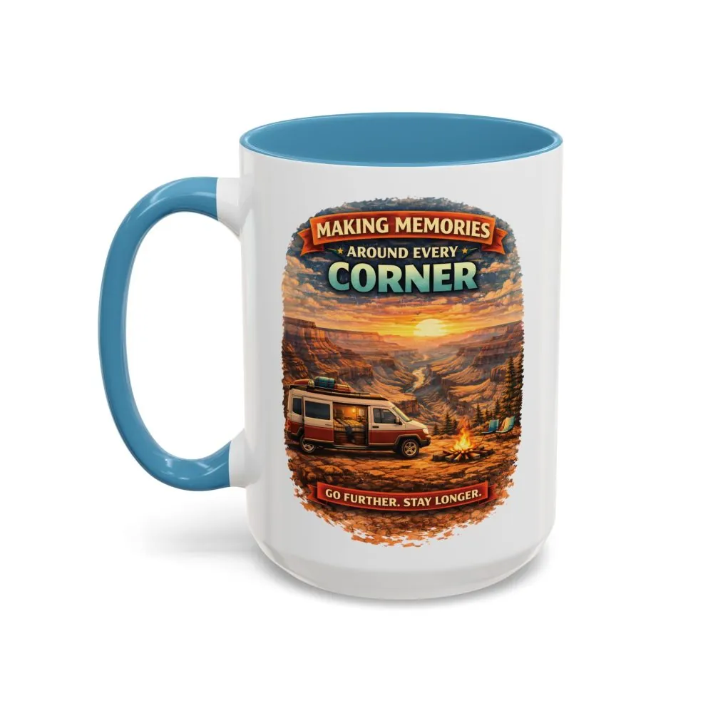Accent Coffee Mug (11, 15oz) — "Making Memories Around Every Corner" Design Scenic-Line