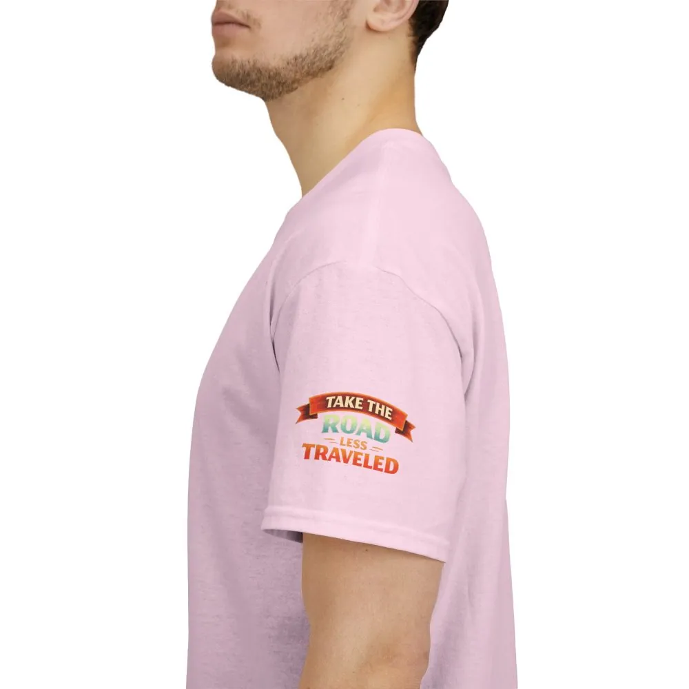13067427714150258586_2048.jpeg Unisex Heavy Cotton Tee — "Take The Road Less Traveled" Design Scenic-Line