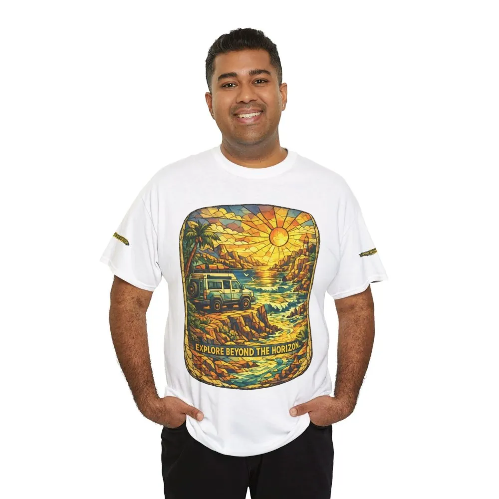 13072923375383807805_2048.jpeg Unisex Heavy Cotton Tee — "Explore Beyond The Horizon" Design Cubic-Line