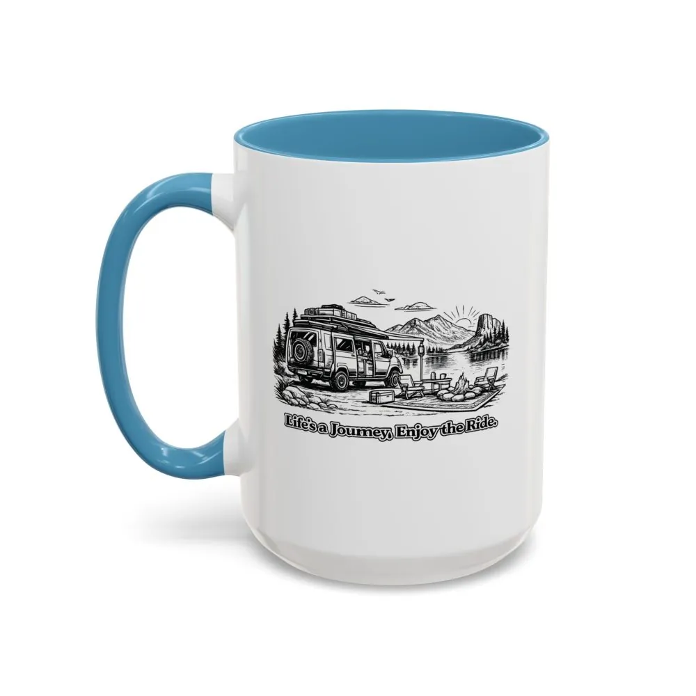 13073273097239321896_2048.jpeg Accent Coffee Mug (11, 15oz) — "Lifes A Journey,Enjoy The Ride" Design Minimal-Line