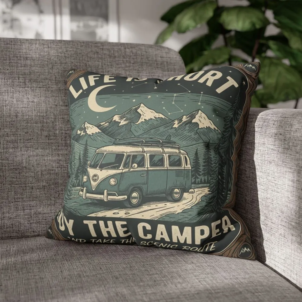 13073816384396421828_2048.jpeg Pillowcase — "Life is short buy the camper and take the scenic route" Faux Suede Travel Throw Pillow Cover