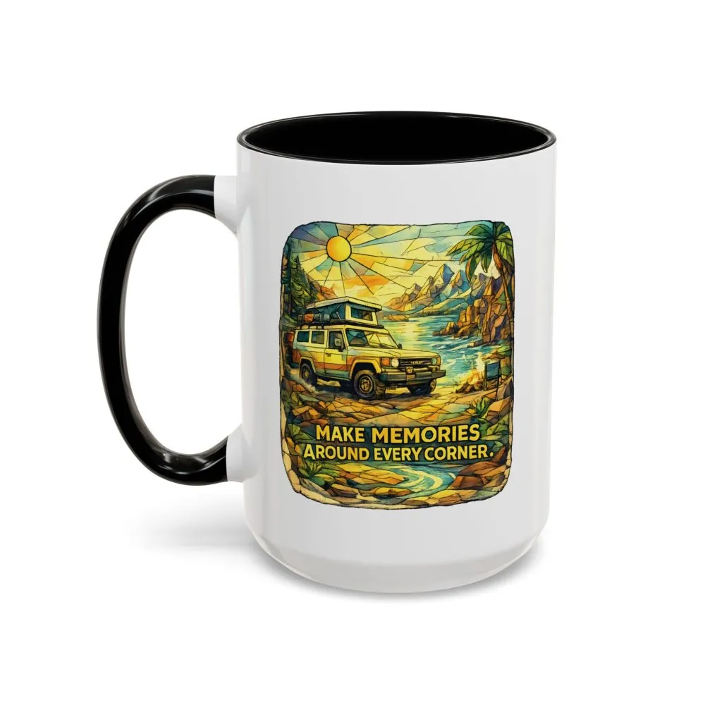 13077727241033168729_2048.jpeg Accent Coffee Mug (11, 15oz) — "Make Memories Around Every Corner" Design Cubic-Line