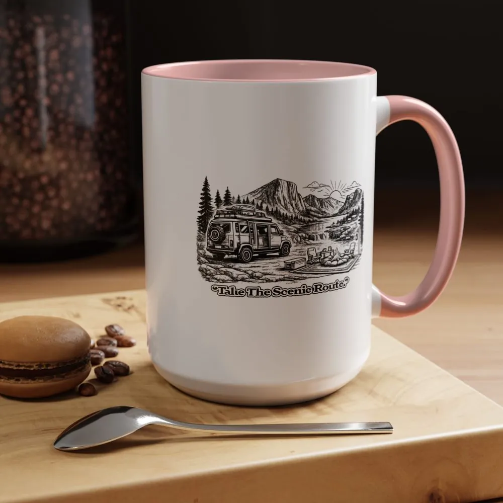 13090827283464446438_2048.jpeg Accent Coffee Mug (11, 15oz) — "Take The Scenic Route" Design Minimal-Line