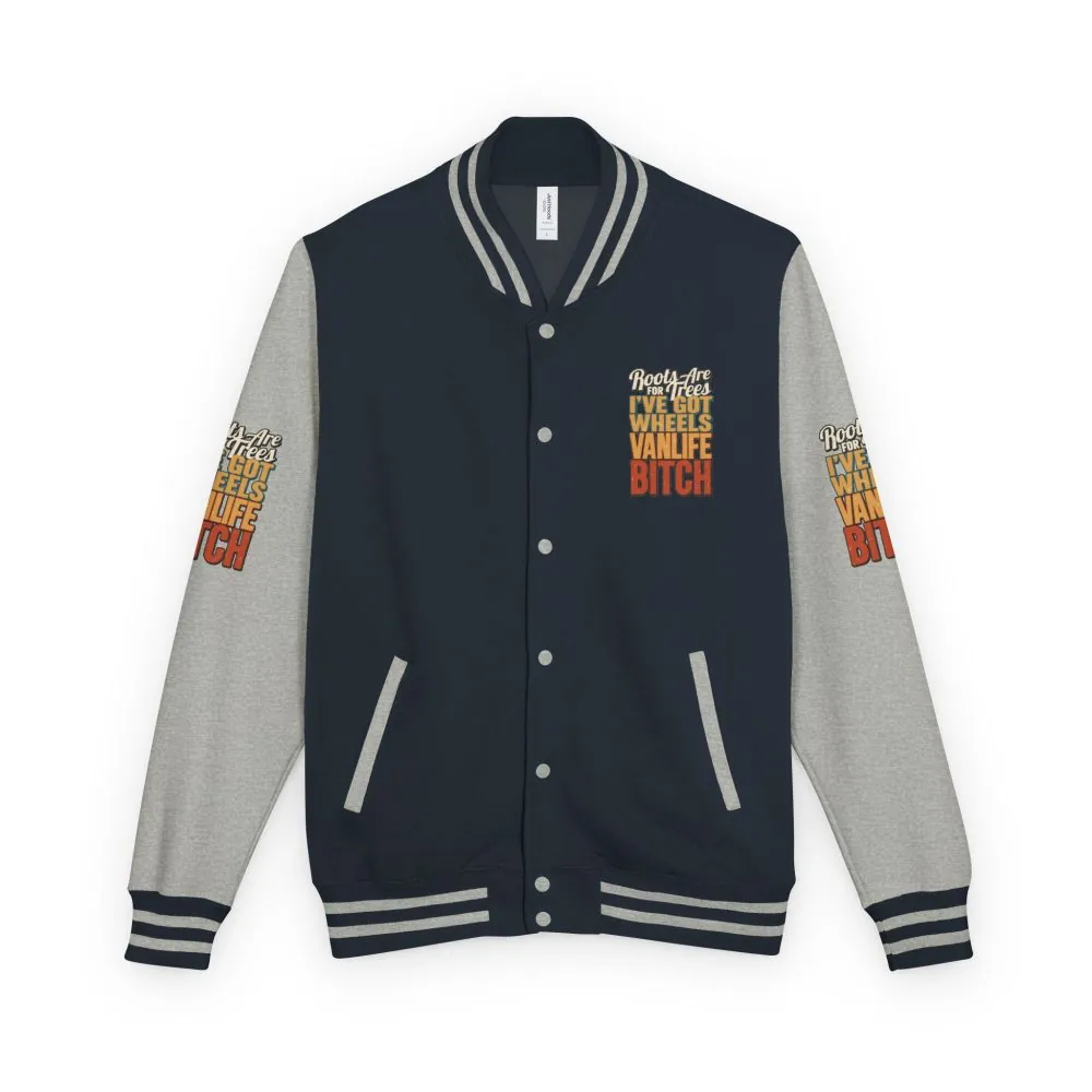 13122122862403327302_2048.jpeg Unisex Heavyweight Letterman Jacket — "Roots Are For Trees" Design F**K-Line