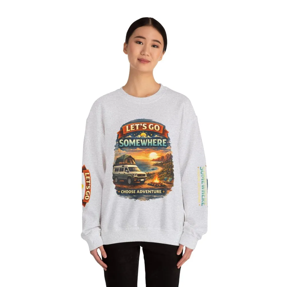 13139723922474110627_2048.jpeg Unisex Heavy Blend™ Crewneck Sweatshirt — "Lets Go Somewhere" Design Scenic-Line