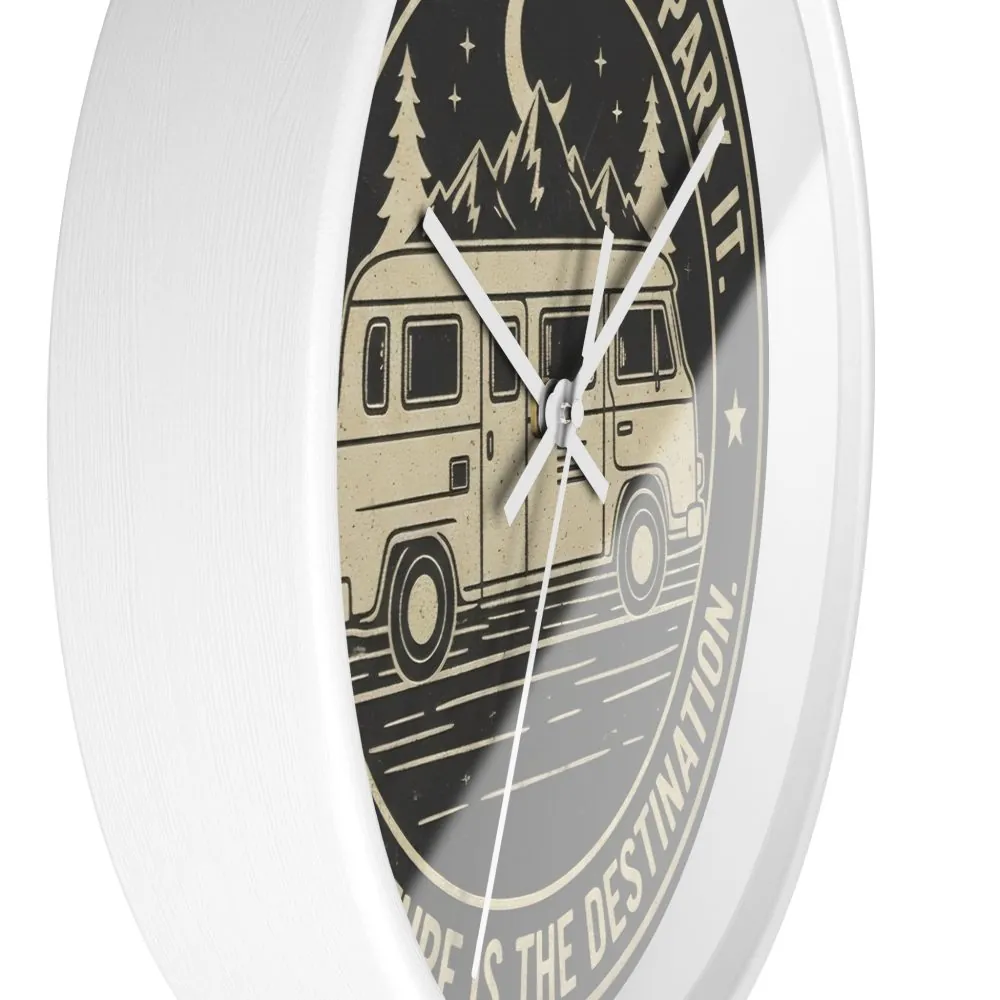 1314248832045985814_2048.jpeg Wall Clock — "Home Is Where You Park It-Adventure is the destination" Camper Van Mountain Travel Timepiece