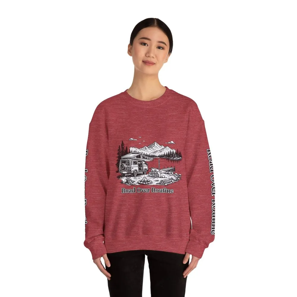 13149356447525100824_2048.jpeg Unisex Heavy Blend™ Crewneck Sweatshirt — "Road Over Routine" Design Minimal-Line