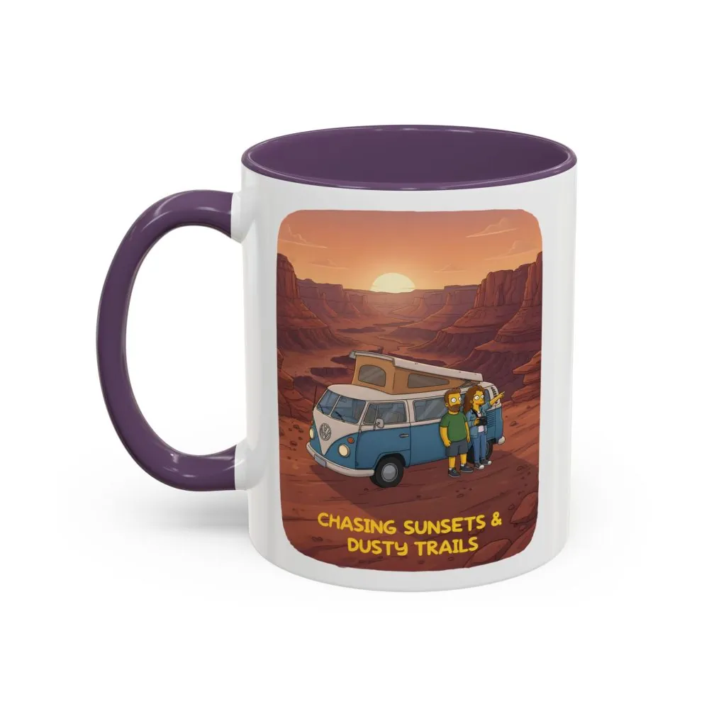 13150419424202422990_2048.jpeg Accent Coffee Mug (11, 15oz) — "Chasing Sunsets And Dusty Trails" Design Sitcom-Line